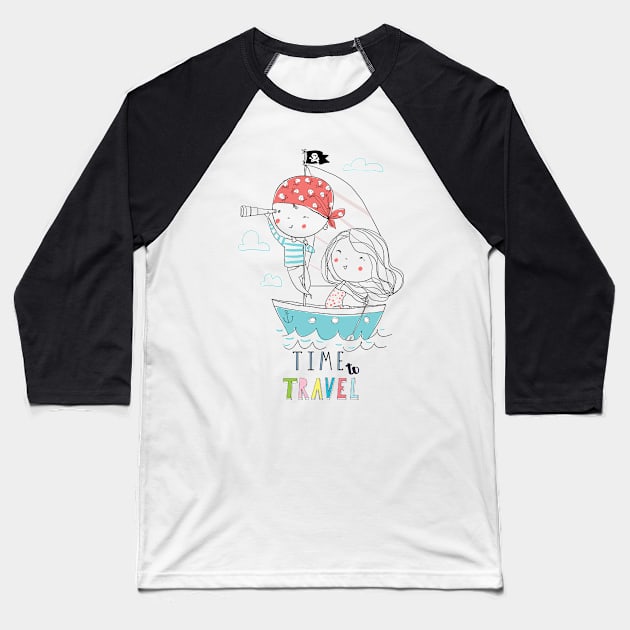 Time To Travel With Friends Baseball T-Shirt by estelA_Sunday